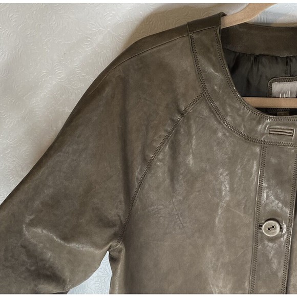 J Jill Sz M Brown Leather Shimm Swing Jacket - Picture 6 of 12